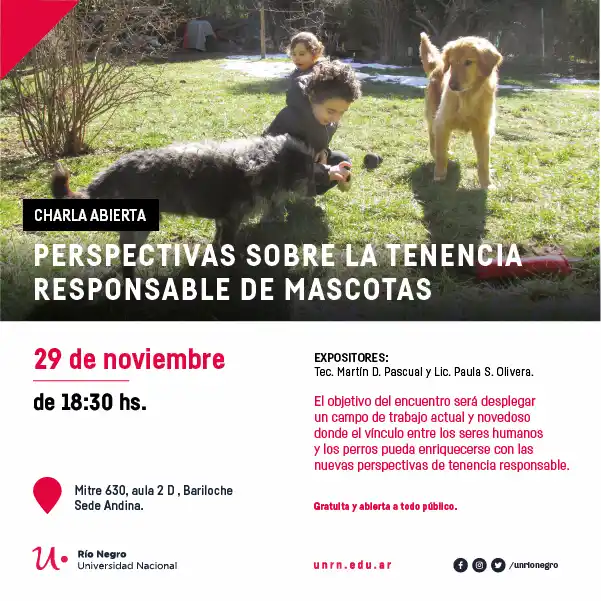 Charla abierta en la UNRN sobre la tenencia responsable de mascotas