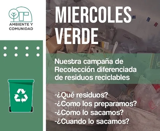 Miércoles  Verde, una propuesta para reciclar y cuidar el ambiente
