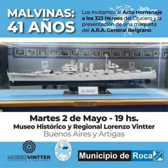 Veteranos de Malvinas darán una charla y presentarán maqueta del Crucero Belgrano