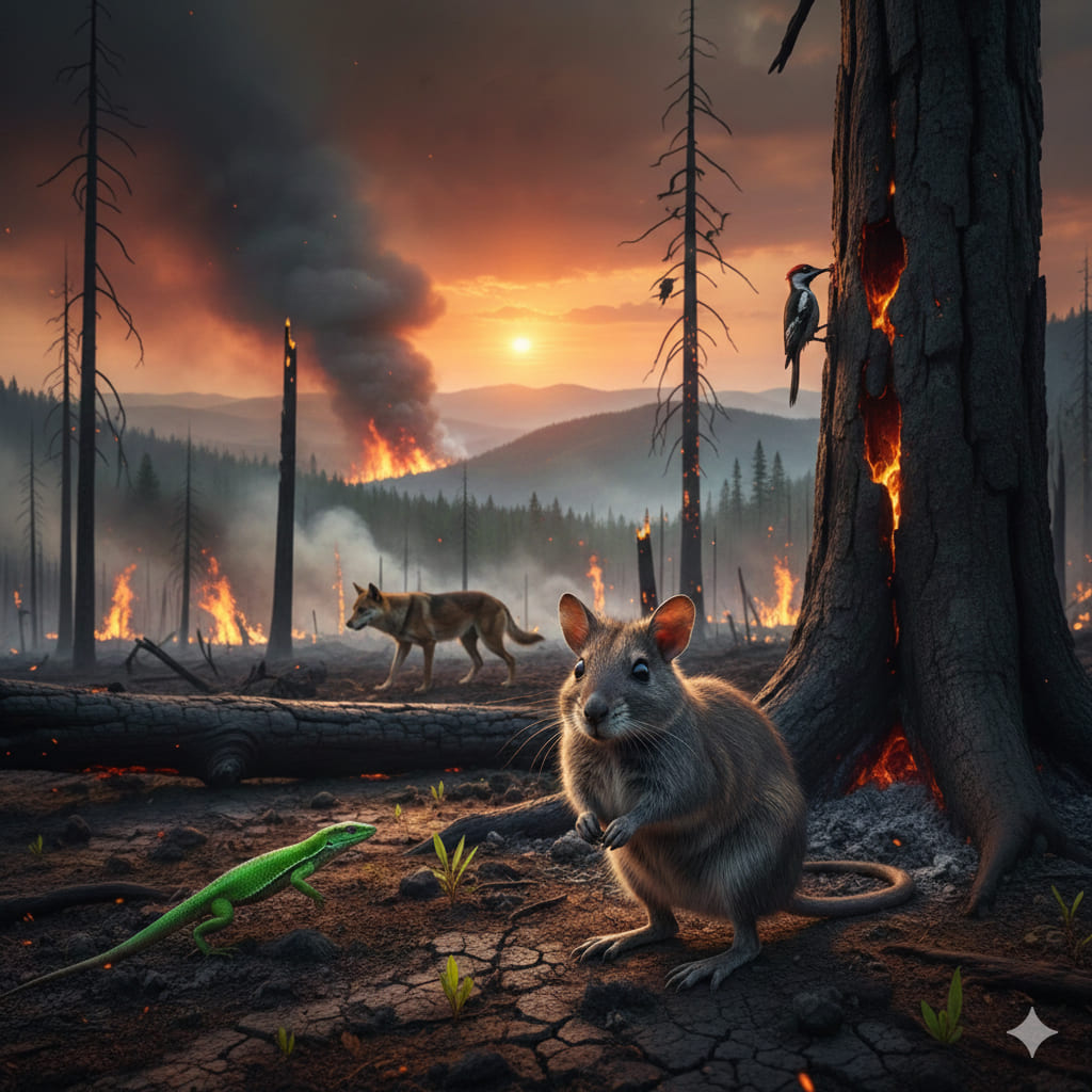 Animales al Límite del Fuego: Cómo la Fauna Intenta Sobrevivir a la Era de los Incendios Forestales Extremos Animales al Límite del Fuego: Cómo la Fauna Intenta Sobrevivir a la Era de los Incendios Forestales Extremos