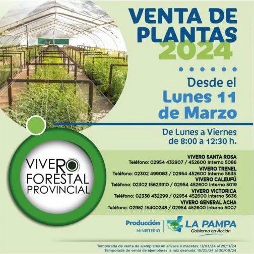 Se abre venta de plantas producidas en los Viveros provinciales de La Pampa