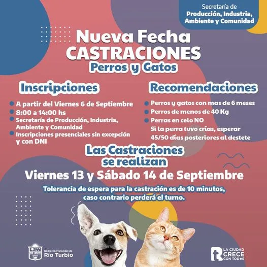 Río Turbio organiza jornada de castraciones para el 13 y 14 de septiembre