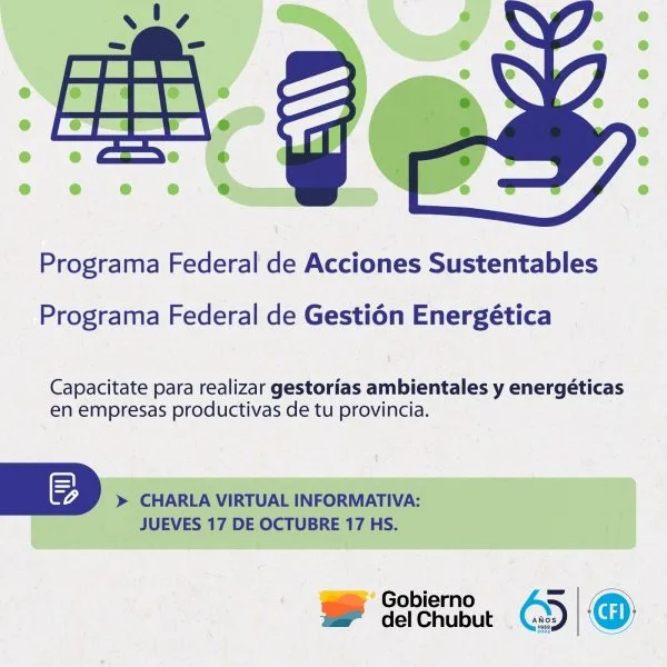 Chubut ofrece capacitación virtual para gestores ambientales y energéticos