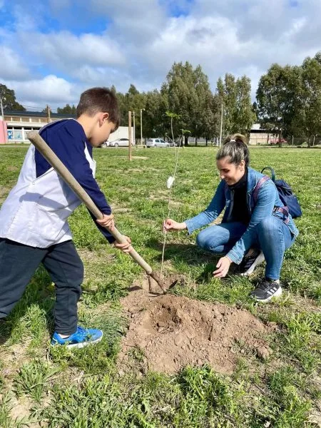 Niños de Villalonga se convierten en padrinos de 40 árboles plantados
