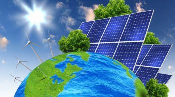 Dibujo del mundo con energías renovables