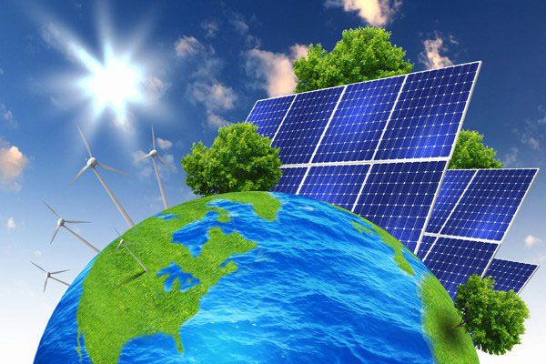 Dibujo del mundo con energías renovables