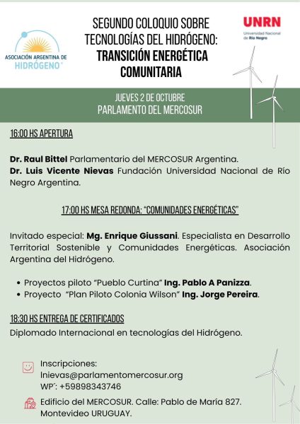 Segundo Coloquio sobre Tecnologías del Hidrógeno en el Parlamento del MERCOSUR: Transición Energética Comunitaria