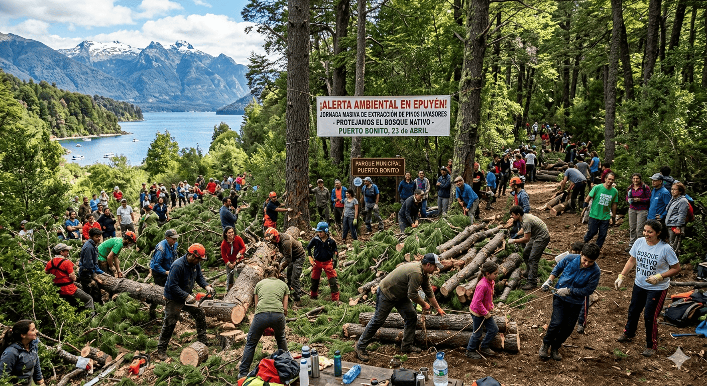 Convocan en Epuyen a una jornada para extraer pinos invasores en Puerto Bonito y proteger el bosque nativo