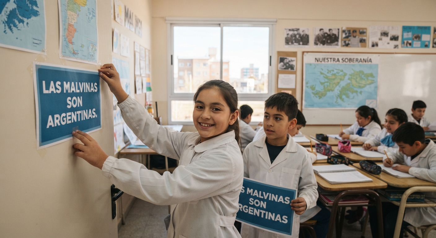Las Malvinas en las aulas: Río Negro impulsa por ley la cartelería obligatoria en escuelas públicas y privadas